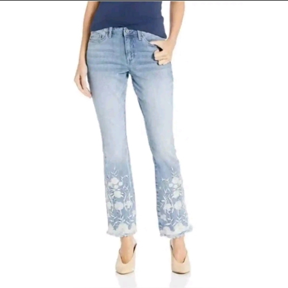 Laurie Felt Embroidered Denim Jean Classic Bootcut size 10